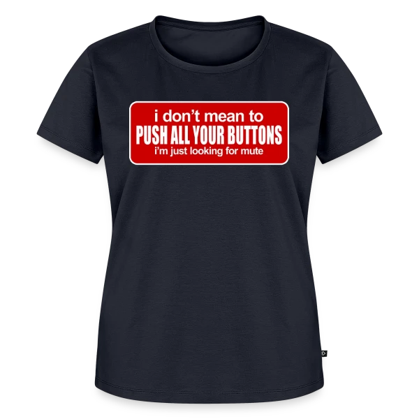 Maquette de T-shirt Premium bio Femme « Boutons et Mode Silencieux » à personnaliser