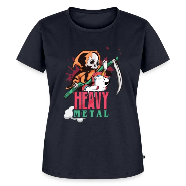 Maquette de T-shirt Premium bio Femme « Squelette Guitariste Heavy Metal » à personnaliser