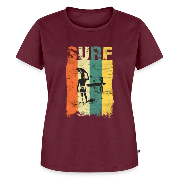 Maquette de T-shirt Premium bio Femme « Surfing Vintage | Passion Vagues » à personnaliser