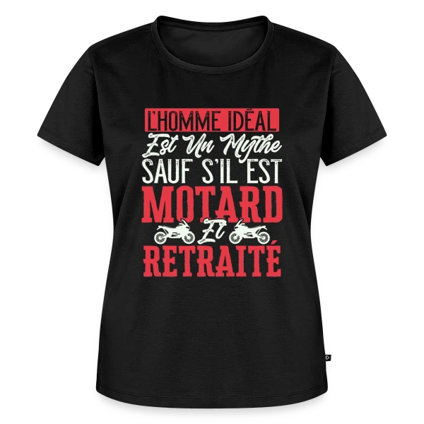 Maquette de T-shirt Premium bio Femme « L'Homme Idéal : Motard & Retraité - Humour Moto » à personnaliser