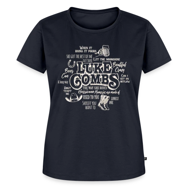 Maquette de T-shirt Premium bio Femme « Luke Combs Esprit Country » à personnaliser