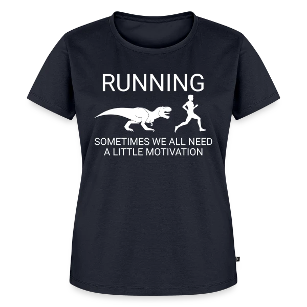 Maquette de T-shirt Premium bio Femme « Dinosaure Coureur - Motivation Running » à personnaliser
