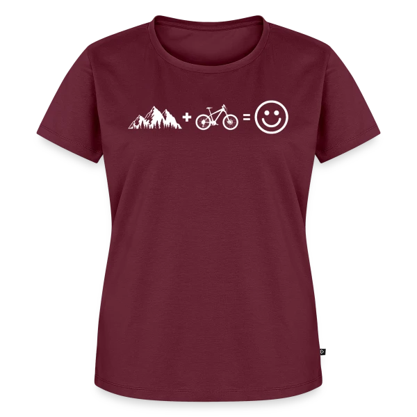 Maquette de T-shirt Premium bio Femme « VTT Bonheur Montagne » à personnaliser