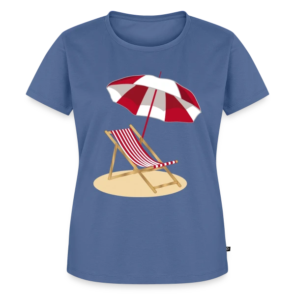 Maquette de T-shirt Premium bio Femme « Évasion Plage & Soleil » à personnaliser