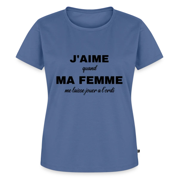 Maquette de T-shirt Premium bio Femme « Ma Femme Me Laisse Jouer à l'Ordi : Humour Gamer » à personnaliser