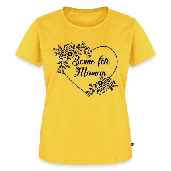 Maquette de T-shirt Premium bio Femme « Bonne Fête Maman : Cœur Fleuri Éternel » à personnaliser