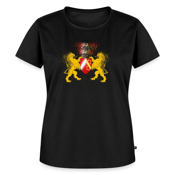 Maquette de T-shirt Premium bio Femme « Blason Alsace - Les Lions Gardiens » à personnaliser