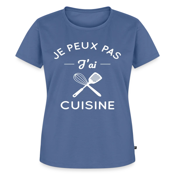 Maquette de T-shirt Premium bio Femme « Humour : Je Peux Pas, J'ai Cuisine ! » à personnaliser