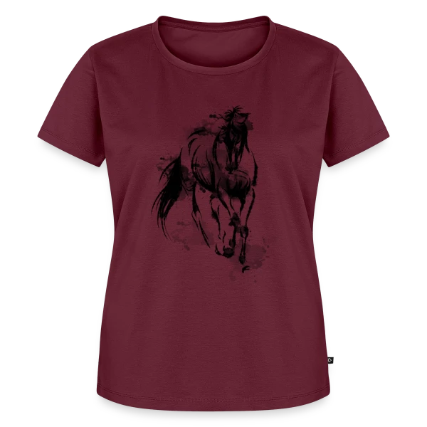 Maquette de T-shirt Premium bio Femme « Cheval Galop Aquarelle » à personnaliser
