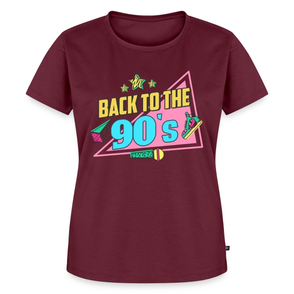 Maquette de T-shirt Premium bio Femme « Retour aux Années 90 Funky » à personnaliser