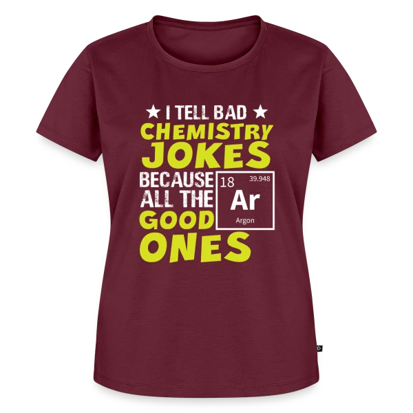Maquette de T-shirt Premium bio Femme « Blagues de Chimie Réussies » à personnaliser