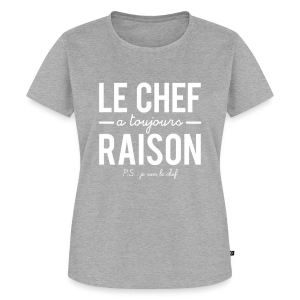 Maquette de T-shirt Premium bio Femme « Humour Cuisine : Le Chef a Toujours Raison! » à personnaliser