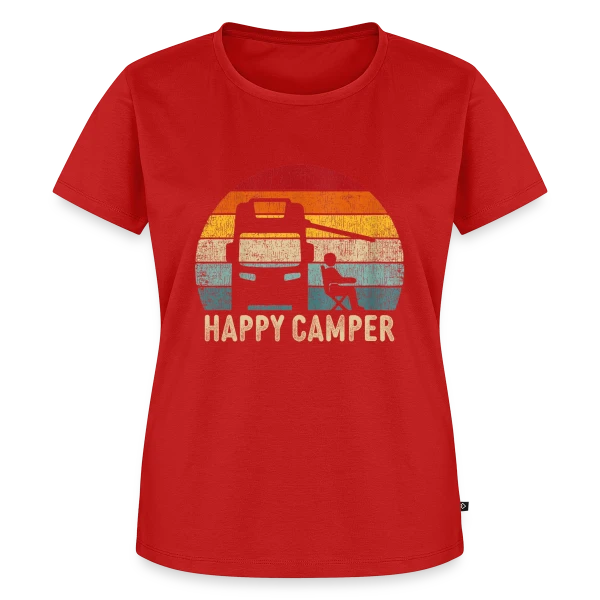 Maquette de T-shirt Premium bio Femme « Campeur Rétro en Van » à personnaliser