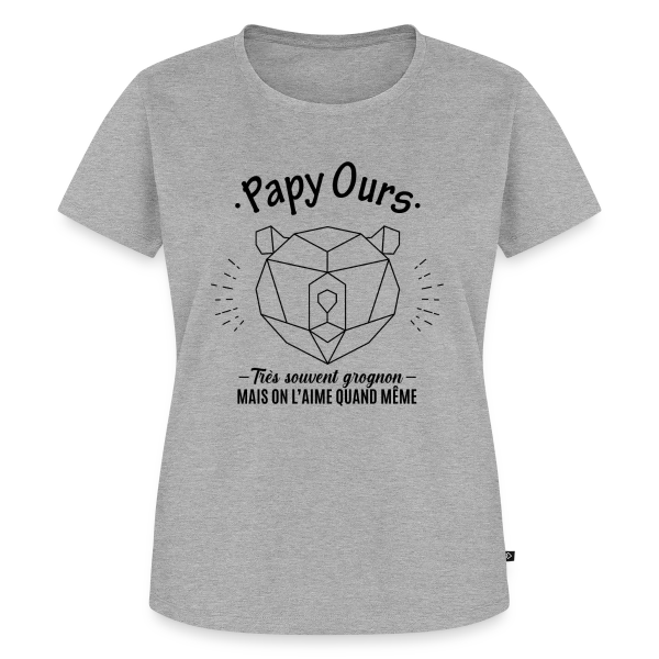 Maquette de T-shirt Premium bio Femme « Papy Ours Grognon, Adoré Malgré Tout » à personnaliser