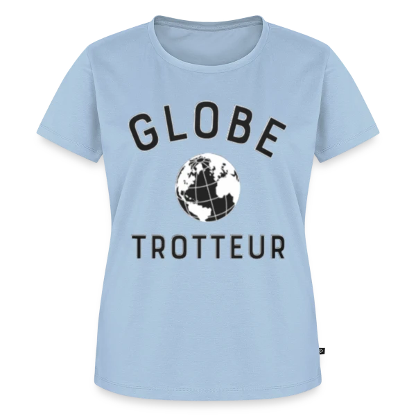 Maquette de T-shirt Premium bio Femme « Globe Trotteur Humour » à personnaliser