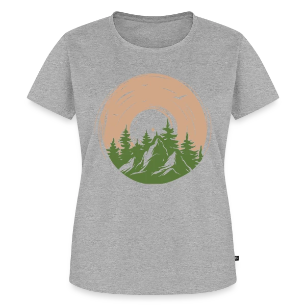 Maquette de T-shirt Premium bio Femme « Vinyle Nature Aventure Montagne » à personnaliser