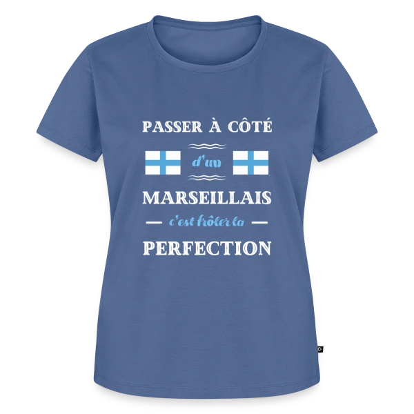 Maquette de T-shirt Premium bio Femme « Humour Marseillais Perfection » à personnaliser
