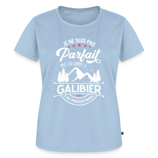 Maquette de T-shirt Premium bio Femme « Ascension du Galibier : Presque Parfait, J'ai Grimpé le Galibier ! » à personnaliser