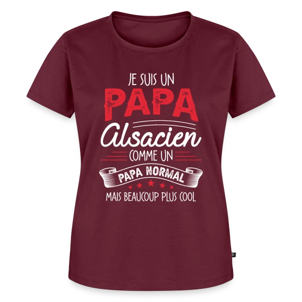 Maquette de T-shirt Premium bio Femme « Papa Alsacien : Comme un Papa Normal, Mais Plus Cool ! » à personnaliser