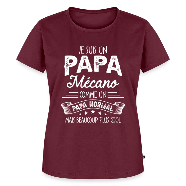 Maquette de T-shirt Premium bio Femme « Papa Mécano Humour - Beaucoup Plus Cool » à personnaliser
