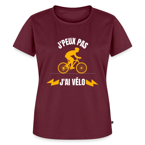 Maquette de T-shirt Premium bio Femme « Je Peux Pas J'ai Vélo » à personnaliser