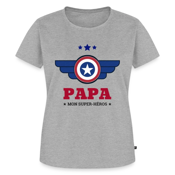Maquette de T-shirt Premium bio Femme « Super Papa Héros » à personnaliser