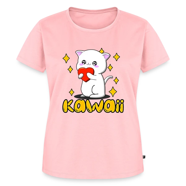Maquette de T-shirt Premium bio Femme « Chat Kawaii Cœur Scintillant » à personnaliser