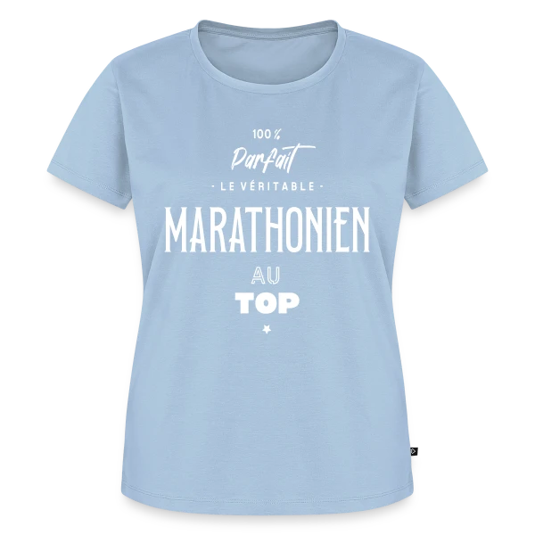 Maquette de T-shirt Premium bio Femme « Marathonien au Top » à personnaliser