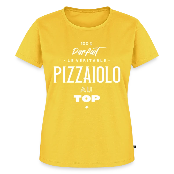 Maquette de T-shirt Premium bio Femme « Le Vrai Maître Pizzaiolo » à personnaliser