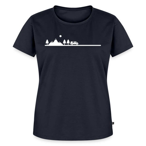 Maquette de T-shirt Premium bio Femme « Aventure Van Life Paysage » à personnaliser
