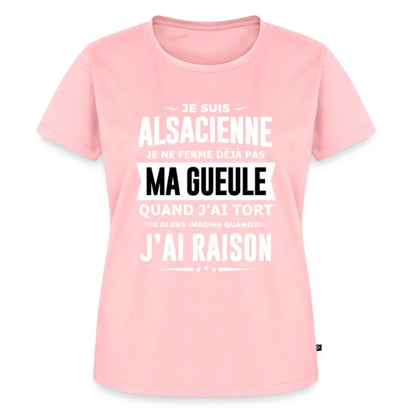 Maquette de T-shirt Premium bio Femme « Alsacienne Je Ferme Pas Ma Gueule » à personnaliser
