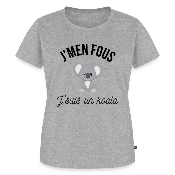 Maquette de T-shirt Premium bio Femme « "J'm'en Fous, J'suis un Koala" - Humour Décontracté » à personnaliser