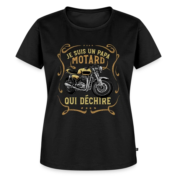 Maquette de T-shirt Premium bio Femme « Papa Motard Qui Déchire - Cadeau Humour Moto » à personnaliser