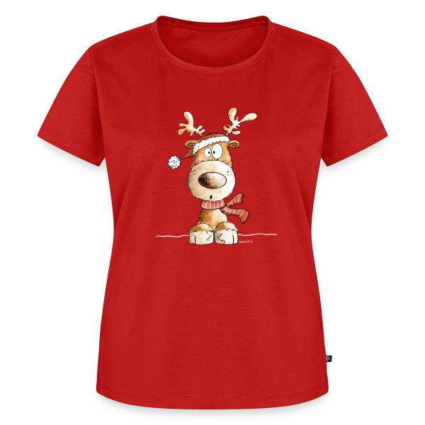 Maquette de T-shirt Premium bio Femme « Renne de Noël Rigolo Ho Ho Ho ! » à personnaliser