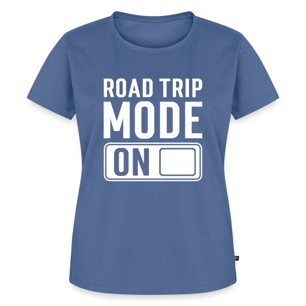 Maquette de T-shirt Premium bio Femme « Citation Roadtrip Aventure » à personnaliser