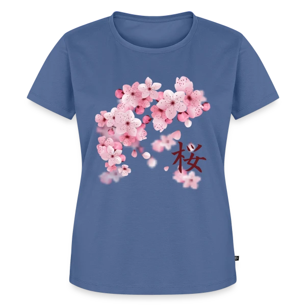 Maquette de T-shirt Premium bio Femme « Sakura : Fleurs de Cerisier Japonaises » à personnaliser