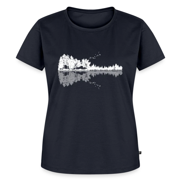 Maquette de T-shirt Premium bio Femme « Guitare Nature Silhouette : Mélodie Forestière et Animale » à personnaliser