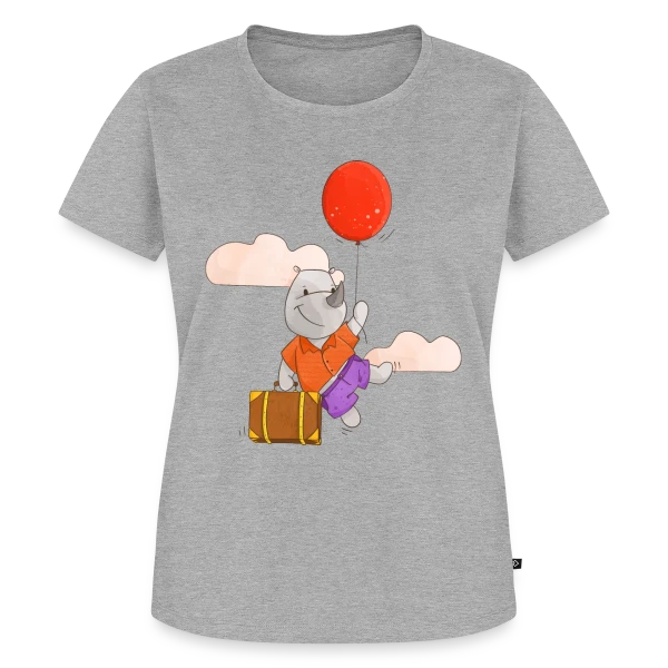 Maquette de T-shirt Premium bio Femme « Rhinocéros Volant Ballon » à personnaliser