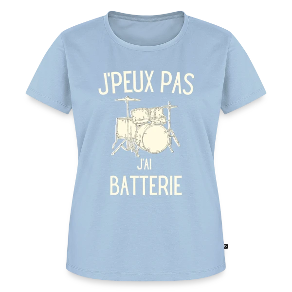 Maquette de T-shirt Premium bio Femme « J'peux Pas J'ai Batterie » à personnaliser