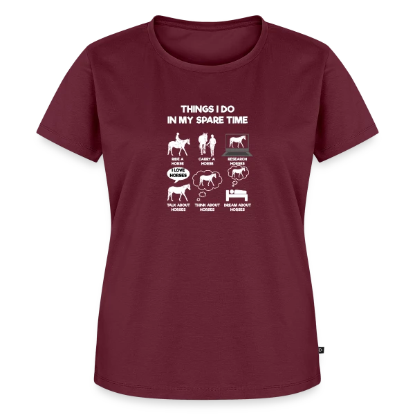 Maquette de T-shirt Premium bio Femme « Mes Passions : Écran et Chevaux » à personnaliser