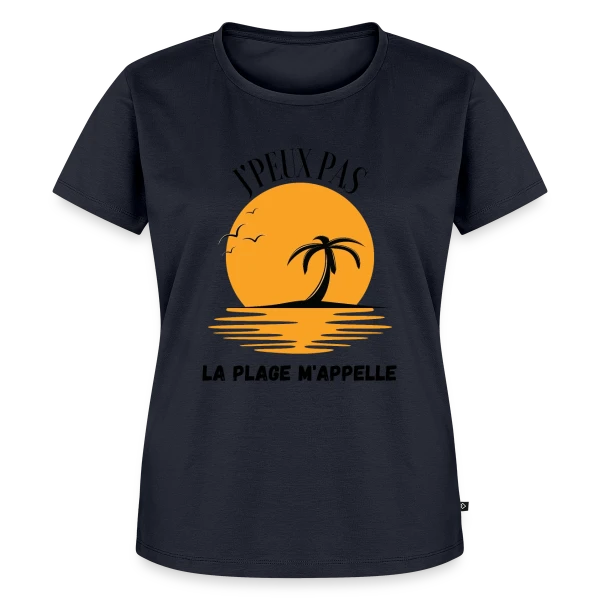 Maquette de T-shirt Premium bio Femme « La Plage M'Appelle Humour » à personnaliser