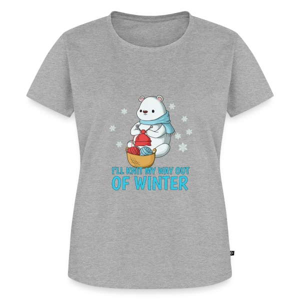 Maquette de T-shirt Premium bio Femme « Ours Polaire Tricote l'Hiver » à personnaliser