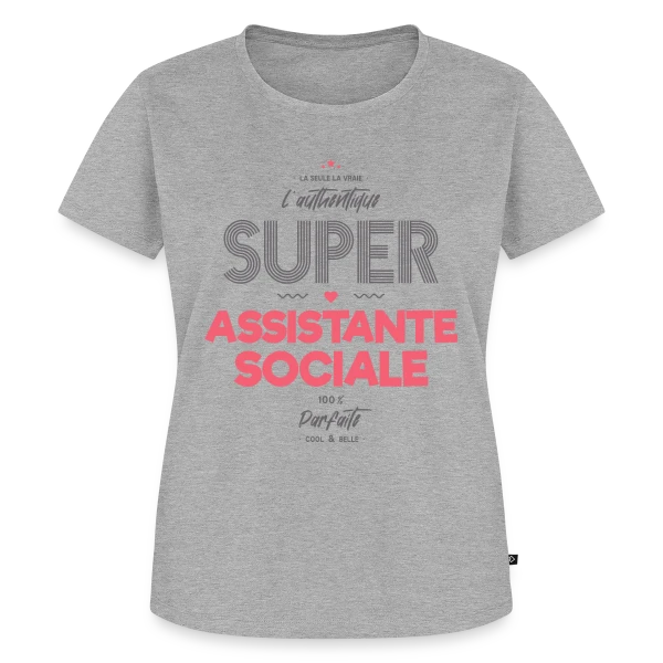 Maquette de T-shirt Premium bio Femme « L'Authentique Super Assistante Sociale » à personnaliser