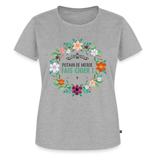 Maquette de T-shirt Premium bio Femme « Coup de Gueule Fleuri » à personnaliser