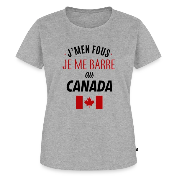 Maquette de T-shirt Premium bio Femme « J'men fous, je me barre au Canada ! » à personnaliser