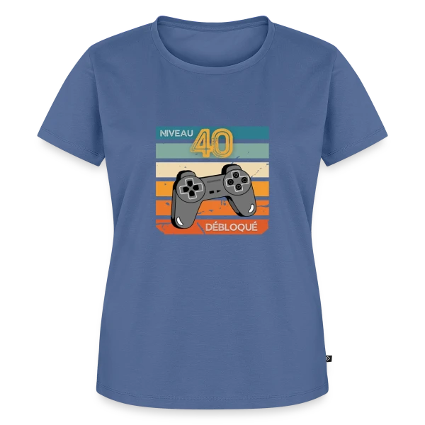 Maquette de T-shirt Premium bio Femme « Anniversaire 40 Ans Gamer Niveau 40 Humour » à personnaliser