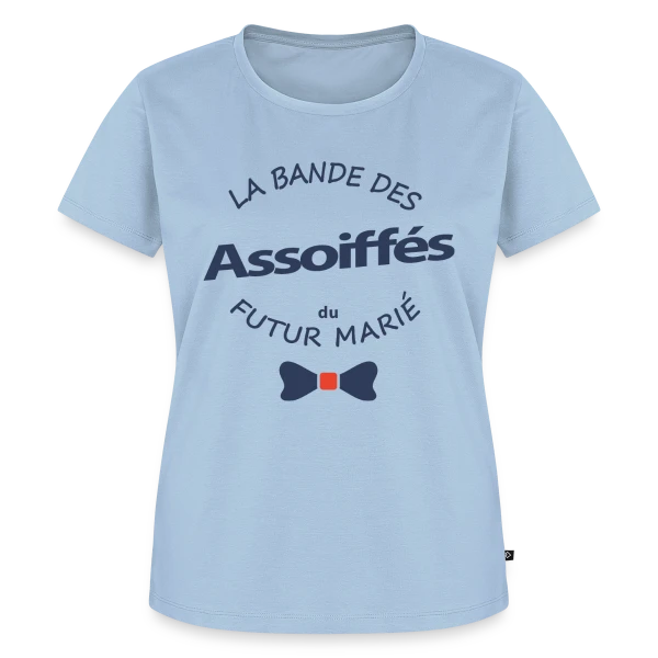 Maquette de T-shirt Premium bio Femme « La Bande des Assoiffés du Marié » à personnaliser