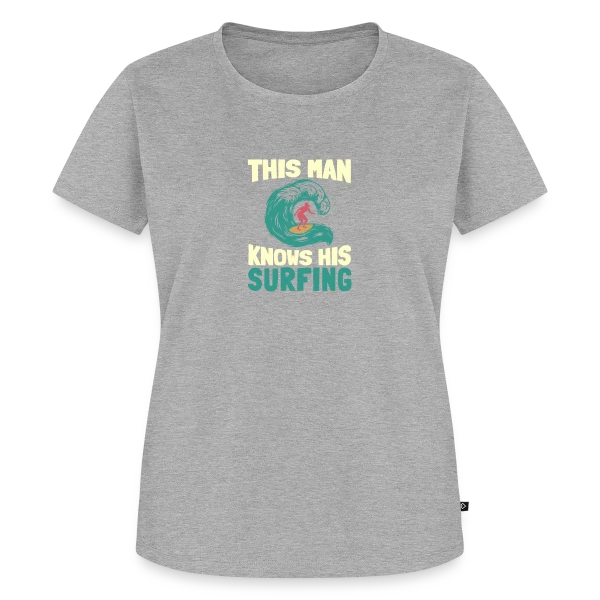 Maquette de T-shirt Premium bio Femme « Surfeur | Roi des Vagues » à personnaliser