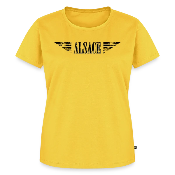 Maquette de T-shirt Premium bio Femme « Humour Alsace Force Aérienne » à personnaliser