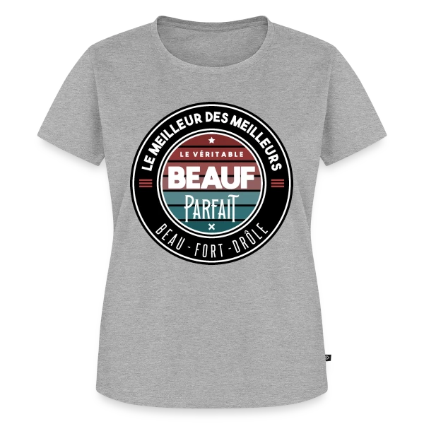 Maquette de T-shirt Premium bio Femme « Le Véritable Beauf Parfait : Le T-shirt Humour Homme » à personnaliser